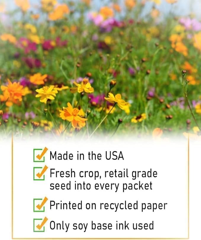 25 Wildflower Seed Packets - Flower Seeds for Guest - Save The Bees Pollinator Mix - Bulk Gifts Wild Flower Throw and