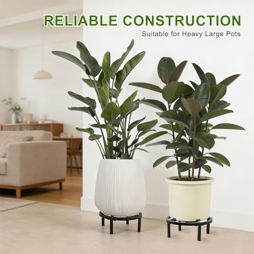 Metal Plant Stand Indoor & Outdoor Pot Holder Black 12"-2PCS