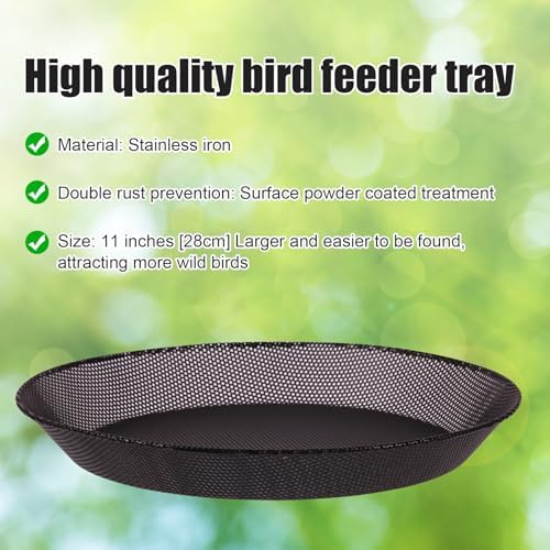 HRAYLTOP Hanging Bird Feeder Bowl with 16.3 inch Iron Hanging Chain Detachable Outdoor Decor for Garden Backyard Patio and Deck - Perfect for Attracting Birds