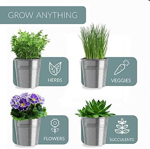 Barnyard Designs Indoor Herb Garden Planter Pots Set/3 (Galvanized)
