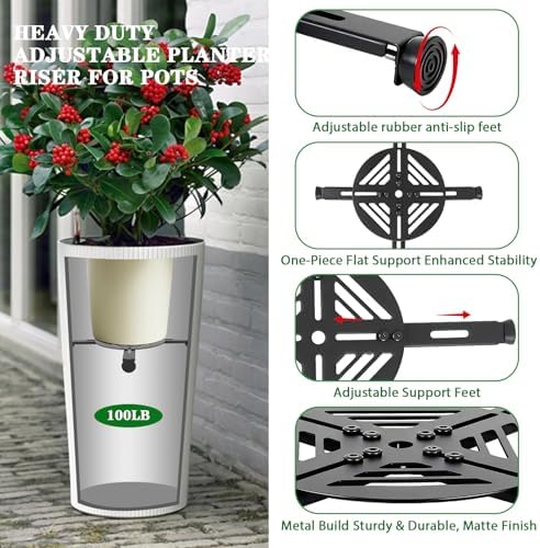 Adjustable Heavy Duty Metal Plant Risers , Fit Round Square Tapered Pots