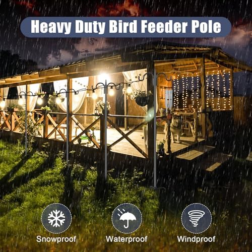 Gtongoko 92 Inch Double Hook Bird Feeder Pole with 19 Inch Squirrel Baffle