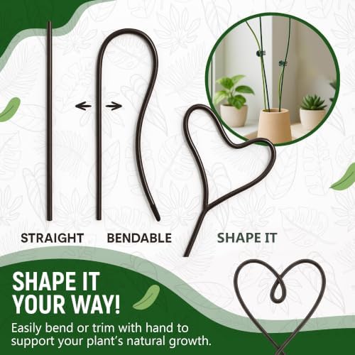 20pcs 16" Bendable Plant Support Stakes & 30 Clips- Orchid Stakes and Clips