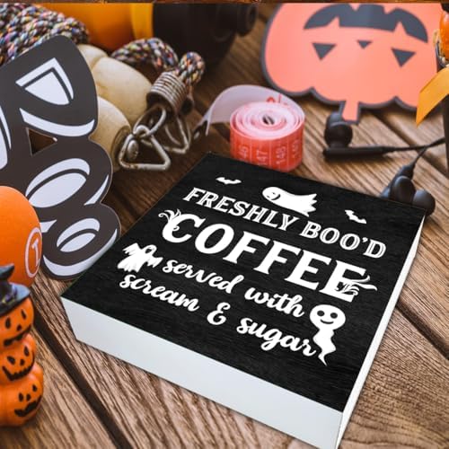 Halloween Decor, Coffee Bar Decorations, Ghost Wooden Decorative Sign
