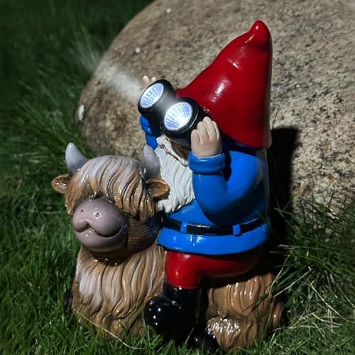 Solar Highland Cow Gnome Garden Statues Large Outdoor Decor