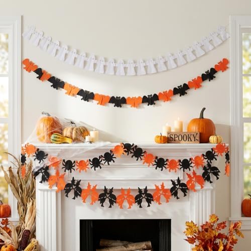 8 Pack Halloween Paper Garland Decoration Set, Witch Ghost Paper Chain