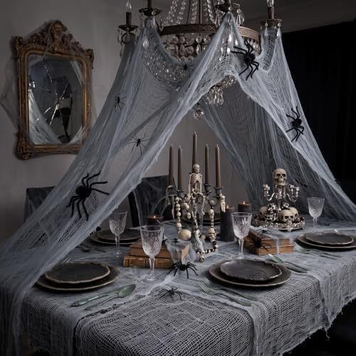 Halloween Creepy Cloth Giant (80 x 400 in.) Scary Gauze Cloth Spooky Halloween Decorations Party Supplies Decor Outdoor Yard Home Wall Haunted House Doorways Patio Garden Gray