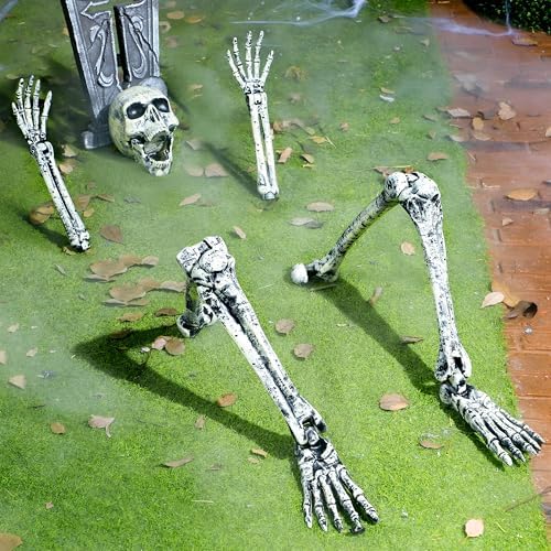JOYIN 5 Pcs Halloween Skeleton Decorations Outdoor, Life Size Skeleton Yard Stakes, Groundbreaker Skulls Decor for Graveyard Yard Lawn Garden Ground Party Supplies