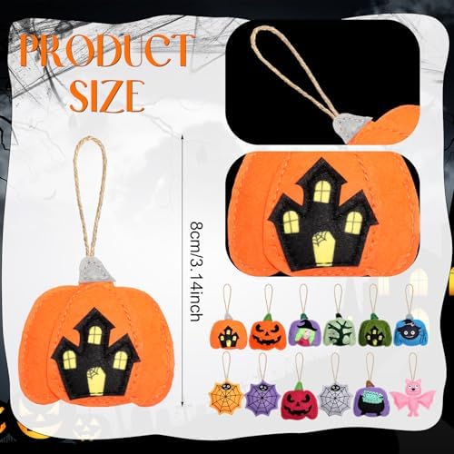 SmoothNovelty 12 Pcs Halloween Felt Ornaments 3D Pumpkin Hanging Tree Decor