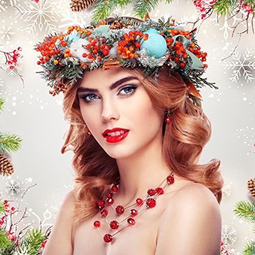 BBTO Artificial Holly Berries on Wire Stems, 250 Stems with 500 Pieces 8 mm Fake Berries for Christmas Tree Decorations Wreath Craft Use Wedding Party Favor (Yellow, Red)