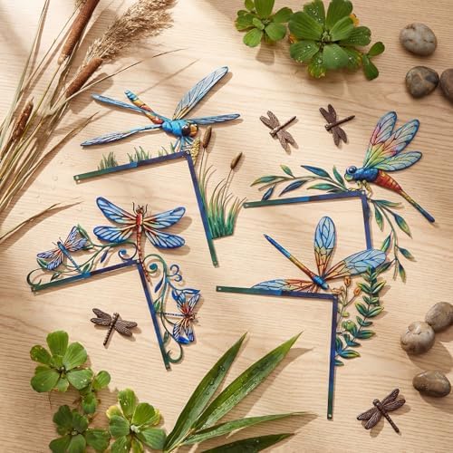 MorningRo 4 Pcs Dragonfly Themed Door Frame Topper Nature Metal Wall Art