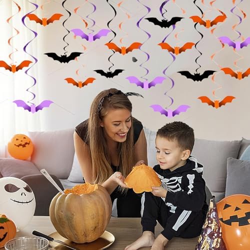 36 PCS Halloween Party Decorations Bat Hanging Halloween Ceiling Streamers for Home Indoor Outdoor Party Office Decor Supplies