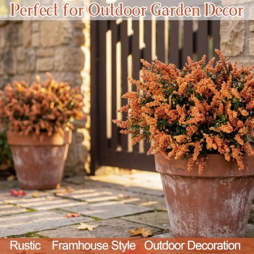 Zeyune 12 Pcs Fall Faux Yellow Orange Berry Stem, 14 Inch Sedum Berry Pick