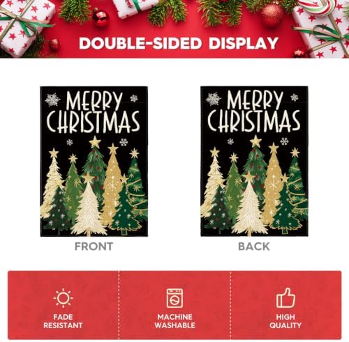 AVOIN colorlife Black Merry Christmas Trees House Flag Outside 28x40 Inch