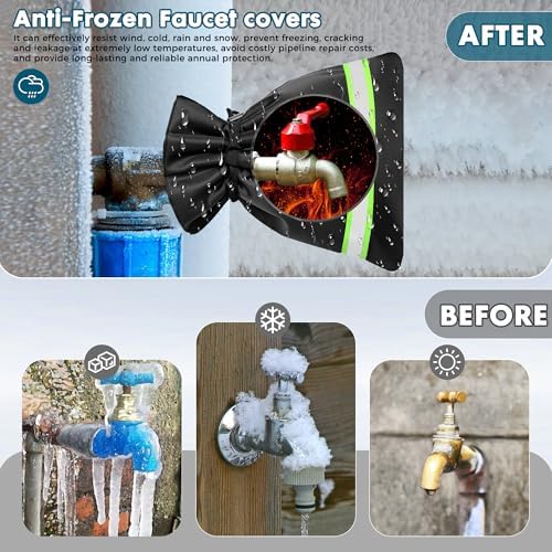 Outdoor Faucet Cover for Winter - Freeze Proof Spigot & Hose Bib Protector, 4 Pack Heavy-Duty Insulated Cover with Drawstring, 420D Waterproof (7”x10.2”) | 2026 Upgraded Version