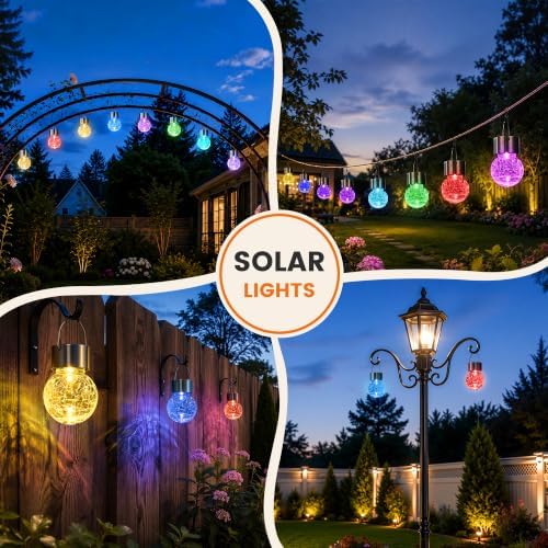 GIGALUMI Solar Christmas Decorations Outdoor Hanging Light for Outside 8Pc