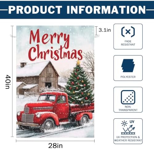 Merry Christmas Garden Flags Xmas Red Truck Double Sided 28x40 Inch