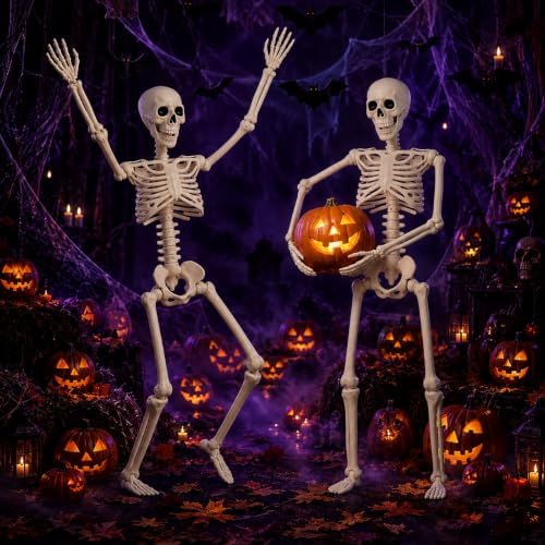 Abakuku 36" Halloween Skeleton Decorations,Human Bones for Halloween Party with Movable Joints,for Haunted Houses, Front Lawn, Graveyard Props