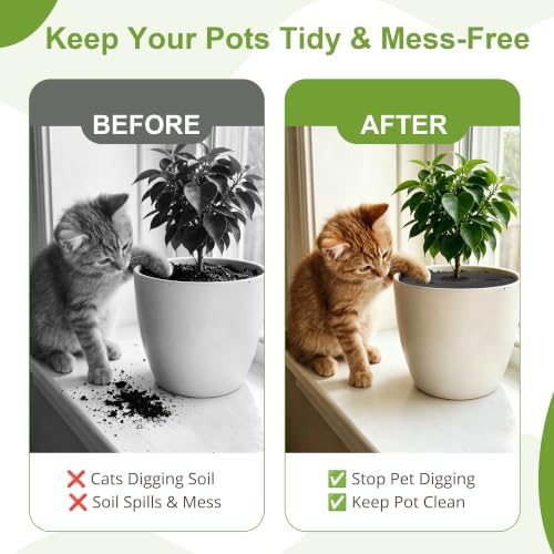 6 Pack 11.8" Cuttable Plant Pot Grids with 18 Stakes, Soil Cover & Cat & Animal Digging Stopper for Indoor Outdoor Garden Plants