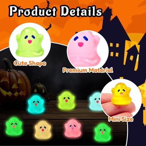 80 Pcs Halloween Luminous Mini Resin Ghost Figures Miniature Figurines