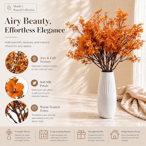 Mandy's 6 Bundles Artificial Orange Baby’s Breath Flowers