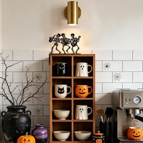 CUTHOLLOW Halloween Skull Band Door Topper Sign Wall Art Decor