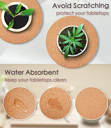 Cork Plant Coasters, Double Layers Cork Plant Mats, 12 Inch, 2 Pcs