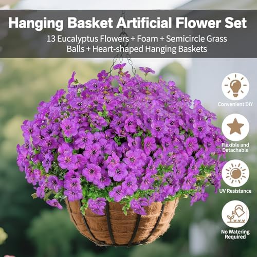 Artificial Hanging Flower for Outdoors(Purple)
