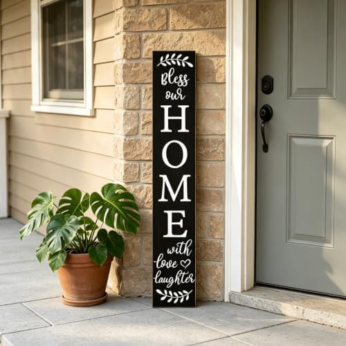 Welcome Sign for Front Door Porch, Bless Our Home Signs 47"
