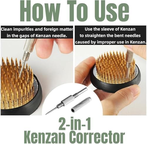 Japanese Ikebana Vase Kit, Flower Shallow Container Ceramics Flower Bowl Ikebana Vase with 1.57inch Flower Frog and Floral Frog Floristry Kenzan Needle Straightening Tool