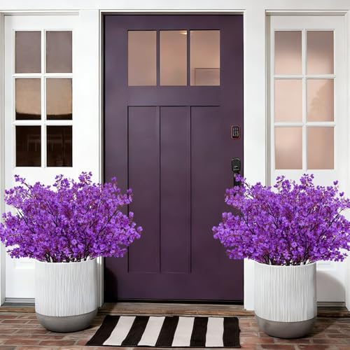 10 Pcs Fake Flowers, Real Touch Babys Breath Artificial Flowers, Purple