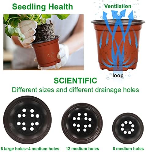 Augshy 120 Pcs Plastic Plants Nursery Pot, Seed Starting Pots 4,5,6-Inch