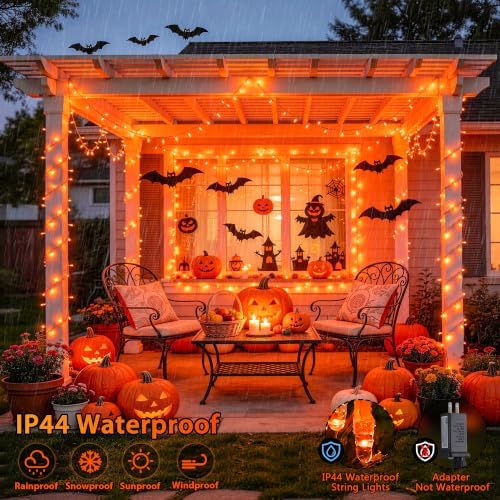 JMEXSUSS 200 LED Orange Halloween Lights Outdoor Indoor Fall Lights Plug in