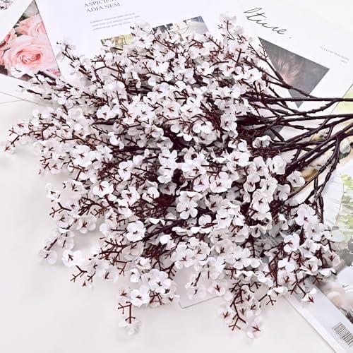 15 Pcs Fake Flowers, Real Touch Babys Breath Artificial Flowers, White