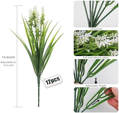 RECUTMS Artificial Plant & Flower for Outside White Artificial Flower