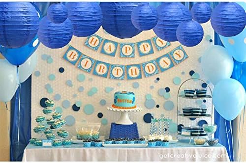 BEISHIDA Dark Blue Paper Lanterns 10Pcs 4/6/8/10/12 Inch Round Chinese Lamp
