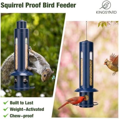 Kingsyard Squirrel Proof Hanging Bird Feeder for Outdoors