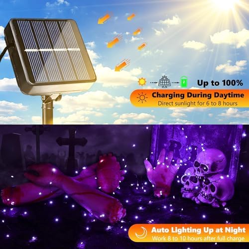 Joomer Purple Halloween Solar String Lights - 2 Pack Total 80FT 240LED