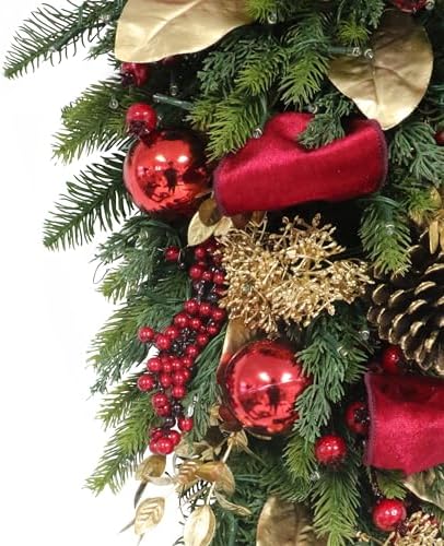Puleo International 28 inch Pre-Lit Adorned Christmas Swag with Decorated