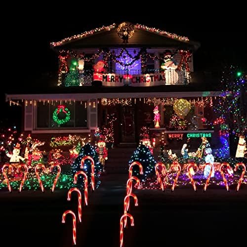 10" Candy Cane Pathway Lights, 10-Pack Christmas Stake Lights for Outdoor