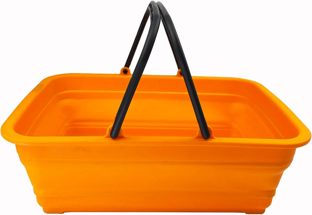 SAMMART Collapsible Basket with Handle 8L (2.1 Gallon) - Portable Outdoor Picnic Basket/Crate - Foldable Basin for