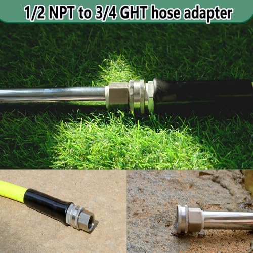 304 Stainless steel 3/4" GHT to 1/2" NPT Garden Hose Adapter, Lead-Free，Green Thumb Quick Swivel Connector Adapter ，Female to Female Hose Adapter（3/4"GHT x 1/2" NPT），hose connector，2 pack
