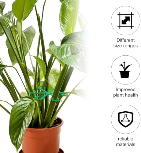 PEUTIER 4pcs Plant Stem Supports, Plastic Houseplant Climbing Holders