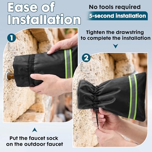 Outdoor Faucet Cover for Winter - Freeze Proof Spigot & Hose Bib Protector, 4 Pack Heavy-Duty Insulated Cover with Drawstring, 420D Waterproof (7”x10.2”) | 2026 Upgraded Version