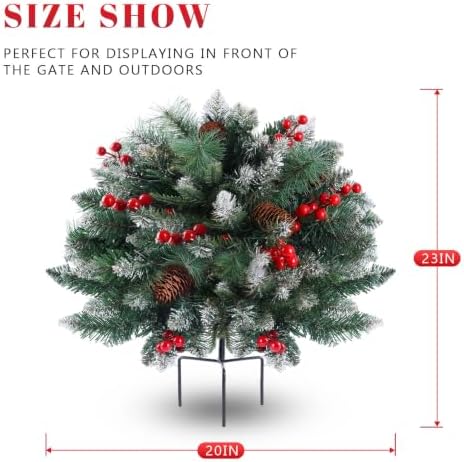 2 Pack Artificial Christmas Urn Filler,Pre-lit Lighted Christmas Tree