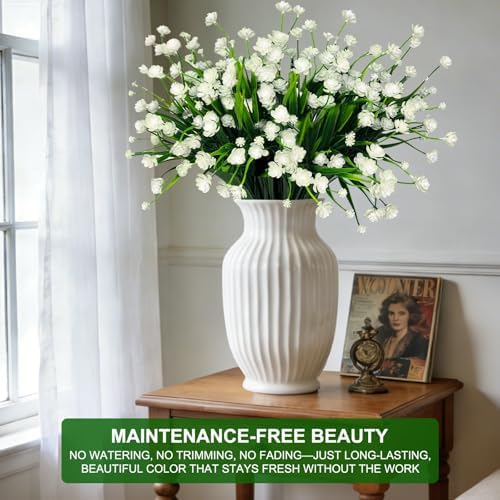 20 Bundles Artificial Flowers for Outdoors, Summer Spring Grass Camellia