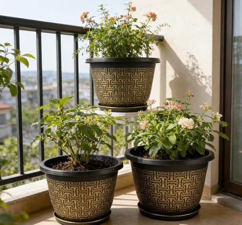 Nooulap 10 Inch 4 Pack Flower Pots for Outdoor