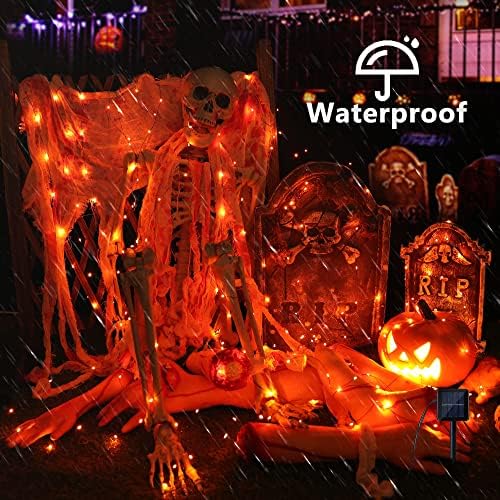 Brizled Solar Orange Fairy Lights, Outdoor Twinkle Halloween LED Lights