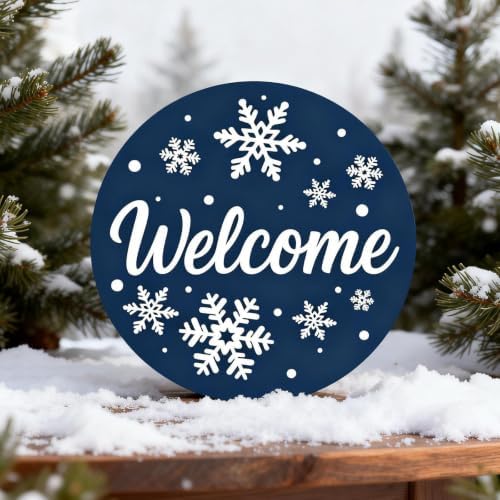 Winter Welcome Door Sign for Front Door,Wooden Snowflake Home Decor