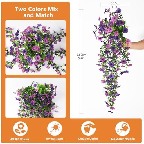 Hommyea Artificial Fake Fall Flowers Plants for Outdoors Mums Home Decor